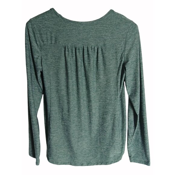 Duluth Trading Womens Long Sleeve Green V Neck Tee Shirt M Armachillo Longtail - Picture 5 of 7